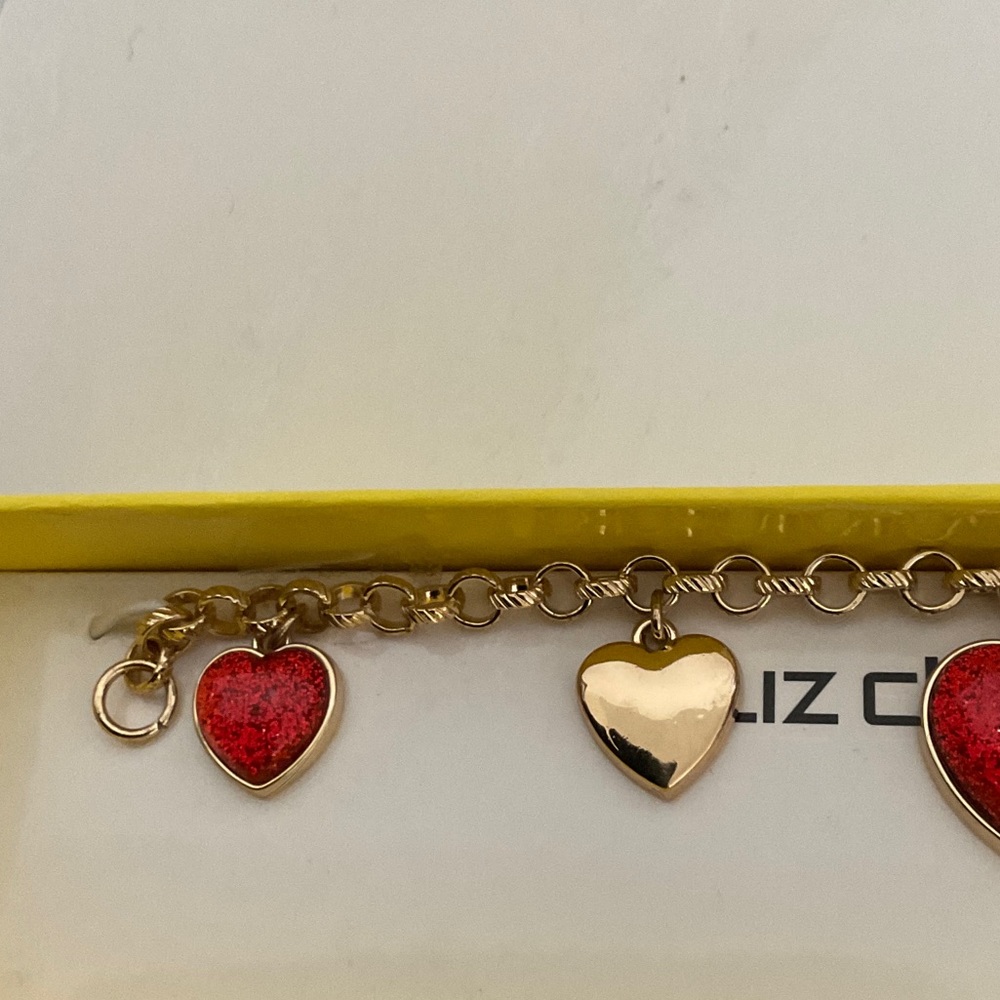 Liz Claiborne Red and Gold Heart Charm Bracelet - Picture 6 of 6